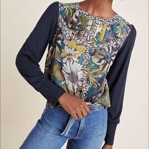 Anthropologie Multicolor Floral Blouse